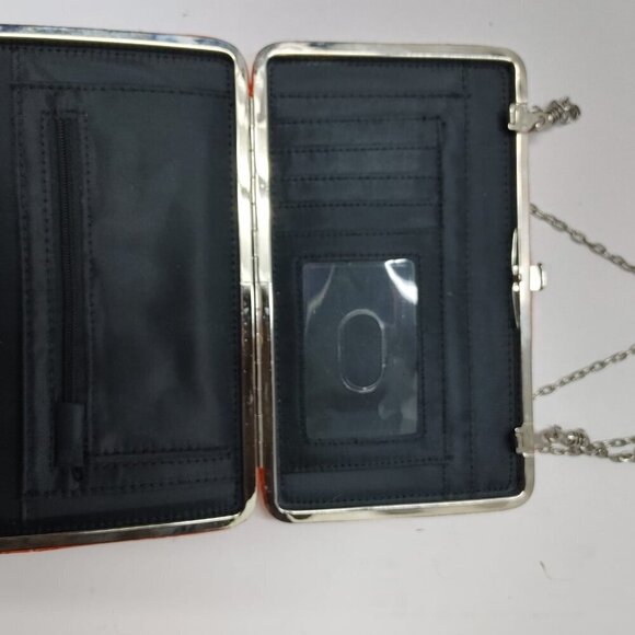 Cosmopolitan crossbody Purse/Wallet orange removable chain 7.5" x  4.5" - Picture 6 of 11